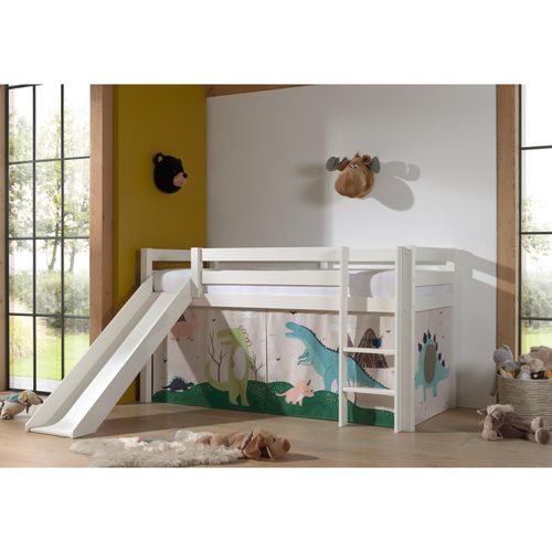 5420070236591 - VIPACK - Halbhohes Bett PINO mit Rutsche und Textilset Dino Ausf Kiefer massiv weiß lackiert 5420070236591 - VIPACK - Halbhohes Bett PINO mit Rutsche und Textilset Dino Ausf Kiefer massiv weiß lackiert
