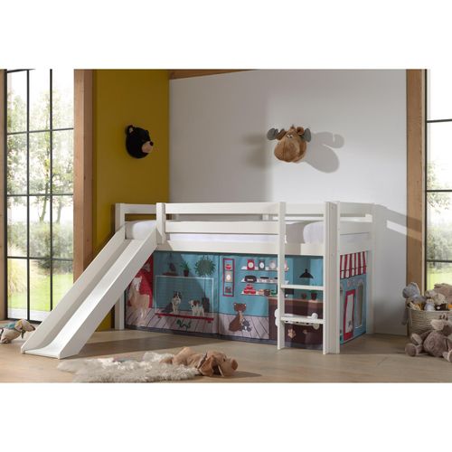 5420070236577 - VIPACK - Halbhohes Bett PINO mit Rutsche und Textilset Pet Shop Ausf Kiefer massiv weiß lackier 5420070236577 - VIPACK - Halbhohes Bett PINO mit Rutsche und Textilset Pet Shop Ausf Kiefer massiv weiß lackier