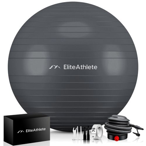 4260696120529 - EliteAthlete® Gymnastikball Sitzball Büro ergonomisch mit Anti Burst System - Fitness Yoga Pilates Schwangerschaft - Schwangerschaftsball Fitnessball Yogaball - Yoga Ball inkl Luftpumpe - Grey 65cm 4260696120529 - EliteAthlete® Gymnastikball Sitzball Büro ergonomisch mit Anti Burst System - Fitness Yoga Pilates Schwangerschaft - Schwangerschaftsball Fitnessball Yogaball - Yoga Ball inkl Luftpumpe - Grey 65cm