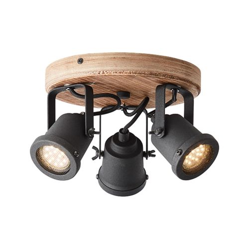 4004353374982 - DRITTE WAHL BRILLIANT Inge Spotrondell 3flg holz dunkel schwarz InnenleuchtenStrahler-Rondell 3x PAR51 GU10 6W geeignet für Reflektorlampen (nicht enthalten) A++ Köpfe schwenkbar