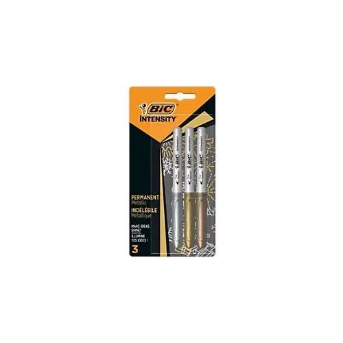 3086123464698 - BIC Intensity 944033 Rundspitze Permanentmarker Mittel Rundspitze 12 mm Farbig Sortiert 3 Stück