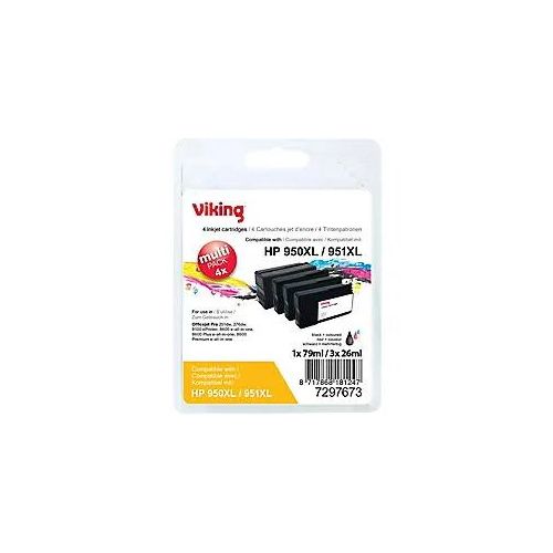 8717868181247 - Viking 950XL   951XL Kompatibel HP Tintenpatrone C2P43AE Schwarz Cyan Magenta Gelb Multipack 4 Stück