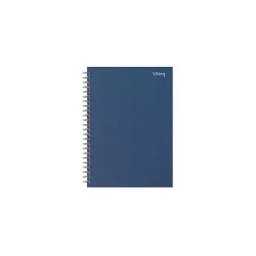 8717868219469 - Notizbuch DIN A5 Liniert Doppeldraht Seitlich gebunden Papier Hardback Marineblau Perforiert 160 Seiten