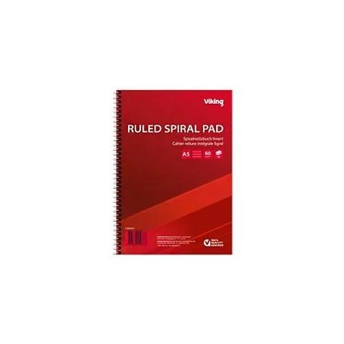 8717868219377 - Notizbuch DIN A5 Liniert Spiralbindung Seitlich gebunden Papier Softcover Rot Perforiert 100 Seiten 5 Stück