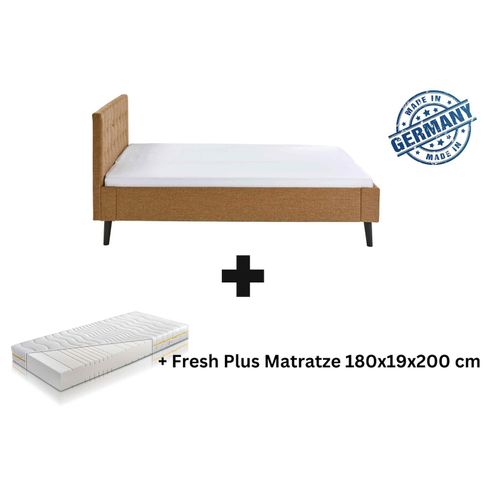 0743194010232 - Polsterbett 180 x 200 Amira Bettgestell mit Kopfteil Ocker 0743194010232 - Polsterbett 180 x 200 Amira Bettgestell mit Kopfteil Ocker