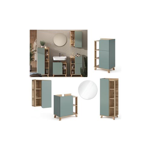 4066731401864 - Livinity Badmöbel-Set Karen Sonoma Mintgrün 5 Teile