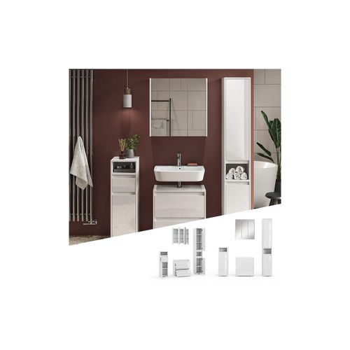 4066731243044 - Badmöbel-Set Badezimmer-Möbel Bad-Schrank Majest Weiß Hochglanz modern Badezimmerschrank Waschbeckenunterschrank Spiegelschrank Hochschrank Midischrank Schranktür Schrankfach 4066731243044 - Badmöbel-Set Badezimmer-Möbel Bad-Schrank Majest Weiß Hochglanz modern Badezimmerschrank Waschbeckenunterschrank Spiegelschrank Hochschrank Midischrank Schranktür Schrankfach