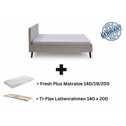 0729389815189 - Polsterbett 140 x 200 Viola Bettgestell mit Kopfteil Beige 0729389815189 - Polsterbett 140 x 200 Viola Bettgestell mit Kopfteil Beige