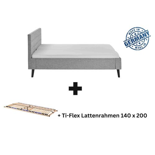 0743194010294 - Polsterbett 140 x 200 Amira Bettgestell mit Kopfteil Grau 0743194010294 - Polsterbett 140 x 200 Amira Bettgestell mit Kopfteil Grau