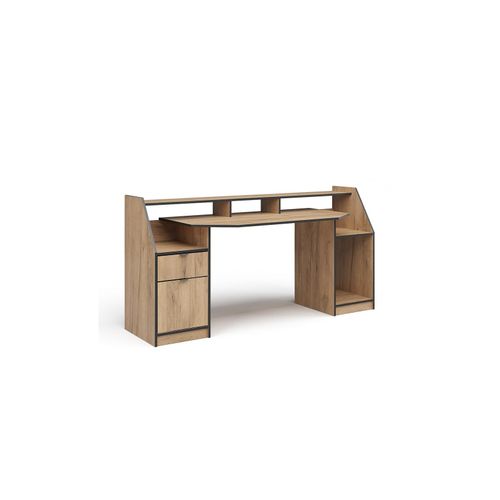 4066731365975 - Computertisch Joel Eiche Schwarz 180 x 66 cm Gamingtisch PC-Tisch Schublade Tür 4066731365975 - Computertisch Joel Eiche Schwarz 180 x 66 cm Gamingtisch PC-Tisch Schublade Tür