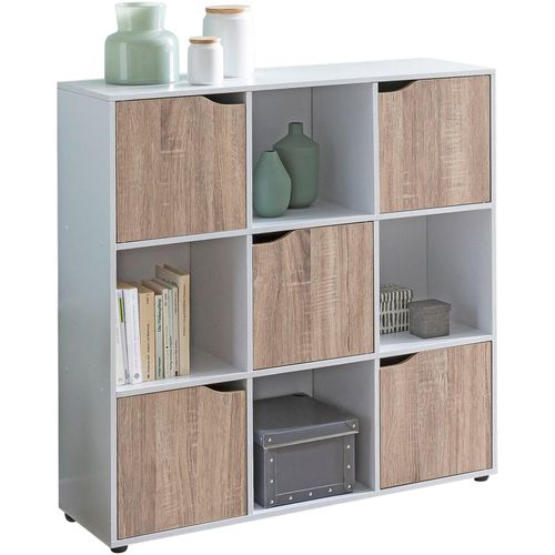 4251745766294 - Standregal mit 9 Fächern Weiß Sonoma Stauraum für Bücher Dekoration 89x91x29 cm