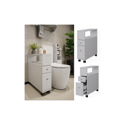 4066731410958 - Livinity Badschrank Fynn Weiß 18 x 62 cm 2 Schubladen 4066731410958 - Livinity Badschrank Fynn Weiß 18 x 62 cm 2 Schubladen