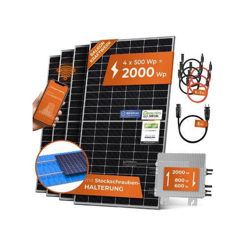 4262403073227 - Solarway® Balkonkraftwerk 2000W komplett Steckdose - neuester 2000W Wechselrichter - Solaranlage Komplettset - 500W bifaziale Solarmodule & Envertech & Zubehör 4262403073227 - Solarway® Balkonkraftwerk 2000W komplett Steckdose - neuester 2000W Wechselrichter - Solaranlage Komplettset - 500W bifaziale Solarmodule & Envertech & Zubehör