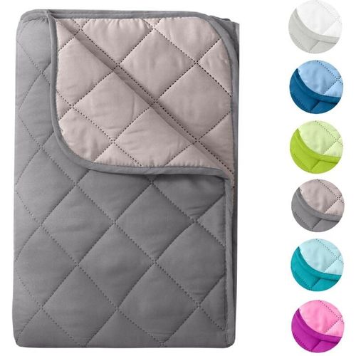 4251474135187 - Microfaser Sommer Steppbett im Wende-Design 200x200 – grau und hellgrau OekoTex kochfest 95° Leichtsteppbett für Camping und heiße Tage i ohne Bezug