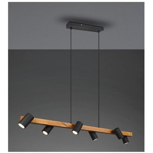 8055303864936 - Iperbriko - Wood Island Chandelier 6 einstellbare zylindrische schwarze Spots Marley Trio Lighting