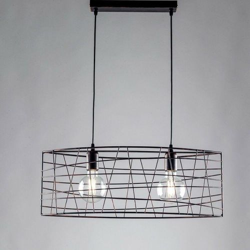 8050713212445 - Bonetti Illumina - Industrieller Hängeleuchter aus schwarzem Kupfereisen mit zwei Lichtern 61x h25 cm