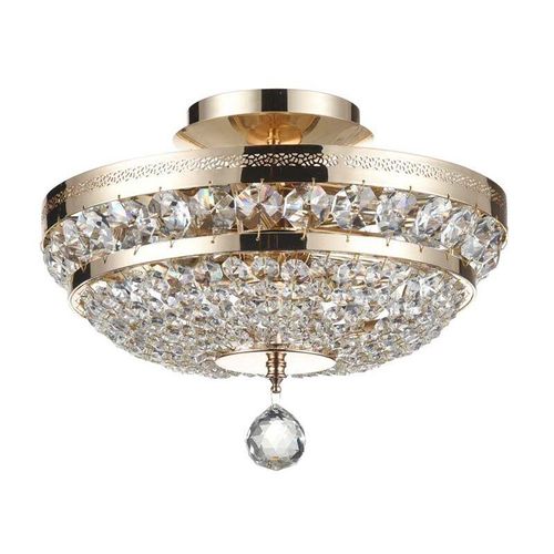 4262431056711 - - Deckenlampe Deckenleuchte Kristallleuchte Wohnzimmerlampe Metall gold b 32cm