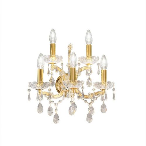 9008447336981 - Schönbrunn Crystal Candle Wandleuchte 5 Licht 24 Karat Gold - Kolarz