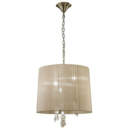 8435153238802 - Inspired Lighting - Inspired Mantra - Tiffany - Deckenanhänger 3 + 3 Light E14 + G9 Antikmessing mit weichem Bronzeton und klarem Kristall