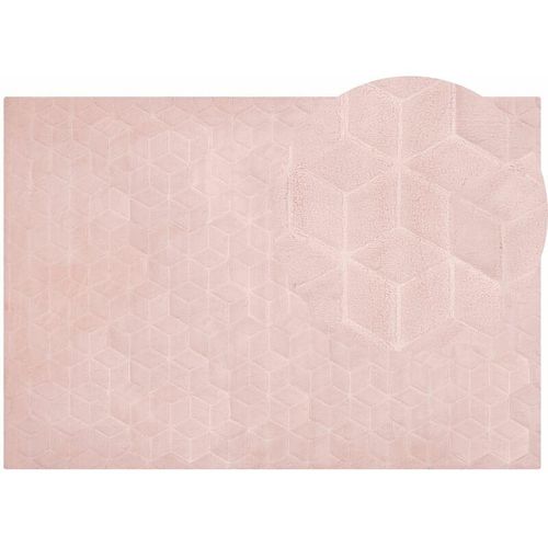 4255664827517 - Beliani - Teppich Rosa Kaninchen-Kunstfell 160x230 cm Einfarbig Handgefertigt Geometrisches Muster Shaggy Modern Glamourös Wohnzimmer Ausstattung Deko