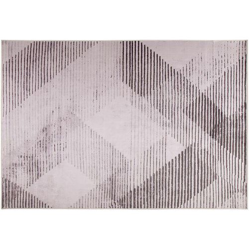 4251682220569 - Beliani - Teppich Rosa Polyester 160 x 230 cm Kurzflor Geometrisches Muster Bedruckt Rechteckig