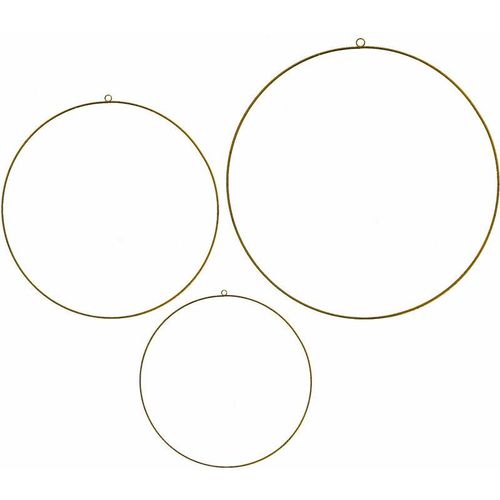 4262371530517 - Spetebo - Metall Deko Ringe 3er Set gold - 50   40   30 cm - Hänge Koop Wand Blumenkranz Weihnachten Hochzeit Geburtstag Dekoration