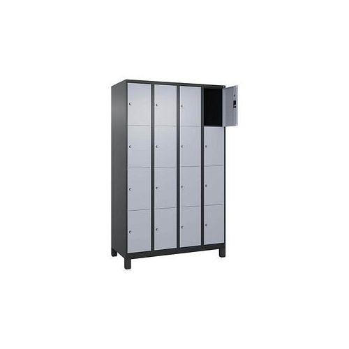 4068427573640 - Schließfachschrank Classic Plus schwarzgrau weißaluminium 080010-404 S10040 16 Schließfächer 1200 x 500 x 1950 cm 406842757