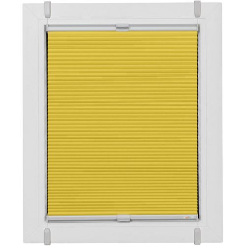 4001442422036 - Plissee Start-up Style Honeycomb Plissees Gr 95 cm zweiseitig verschiebbar 74 cm gelb (senf weiß weiß) Plissees ohne Bohren verspannt mit Simply-Fix Klemmträger Wabenplissee nach Maß