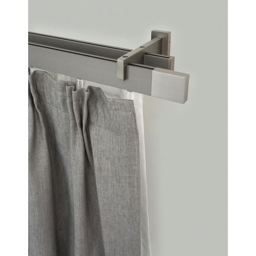 9002777156882 - Gardinenstange GARESA FLAT Gardinenstangen Gr L 280 cm 1 St 2 läufig silberfarben (vernickelt) Kinder Gardinenstangen für Rechteckprofil Wandmontage perfekter Lauf modern verlängerbar