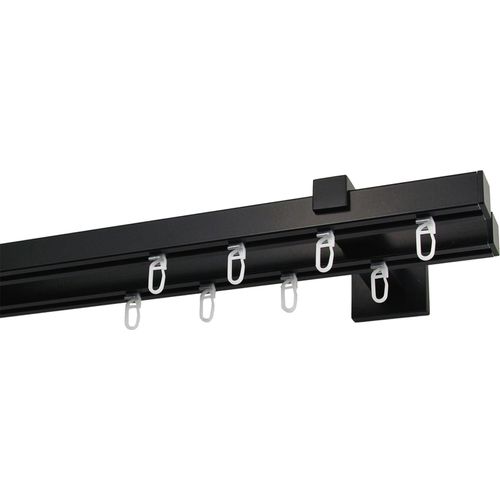 9002777476829 - Gardinenstange GARESA Nora Gardinenstangen Gr L 470 cm 2 läufig schwarz Kinder Gardinenstangen für Vorhanggarnitur einfache Montage an die Wand verlängerbar Kappe