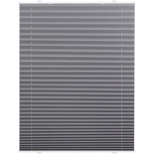 4250434131160 - Plissee ORIGINAL Haftfix Plissees Gr 130 cm zweiseitig verschiebbar 75 cm grau (grau weiß) Plissees ohne Bohren Plissee Crush-Optik mit Saugnapf