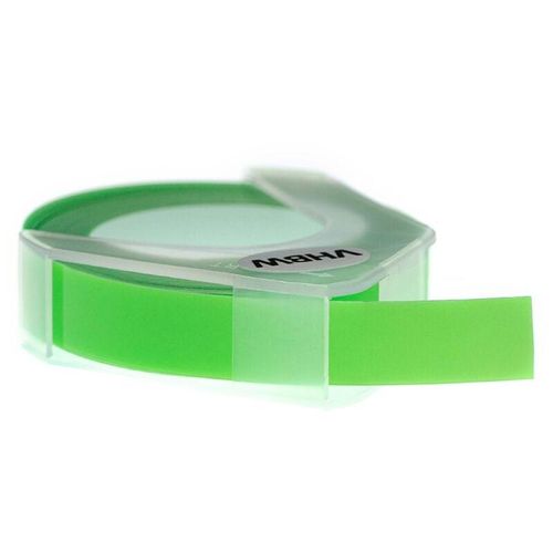 4068201496769 - 1x 3D Prägeband-Schriftband-Kassette kompatibel mit Dymo Junior Embosser Home S0717900 Etiketten-Drucker 3m x 9mm Weiß auf Neon-Grün - Vhbw