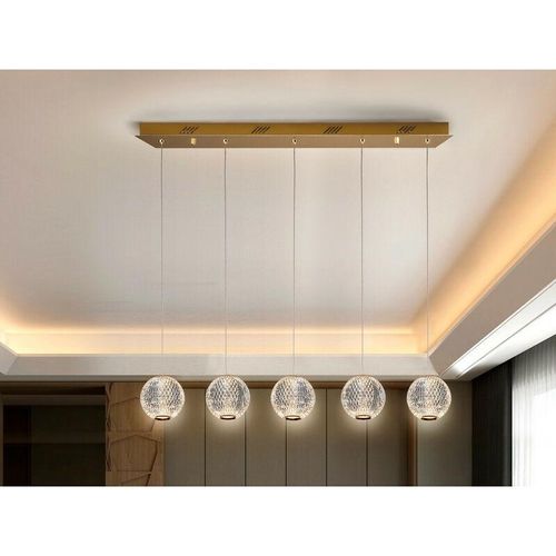 8435435332020 - Schuller Lighting - Schuller Austral Moderne Bar 5-flammige LED-Hänge-Pendelleuchte kugelförmige geschnitzte Kristallkugeln 1264lm 3200K