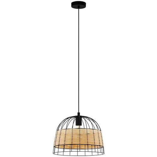 9002759433116 - 43311 nature Hängeleuchte anwick Stahl schwarz Rattan natur E27 1X40W H110cm Ø37cm dimmbar - Eglo