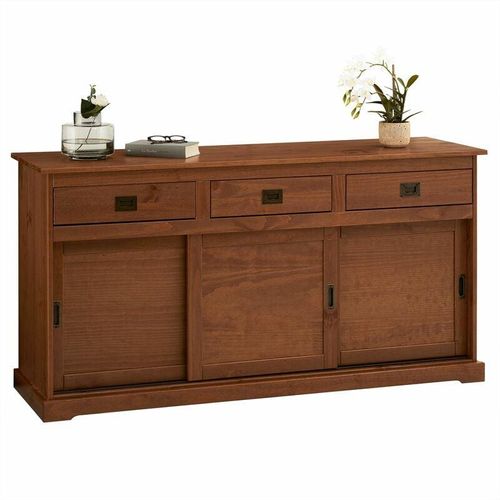 4016787849165 - Sideboard SAVONA Kiefer massiv dunkelbraun mit 3 Türen