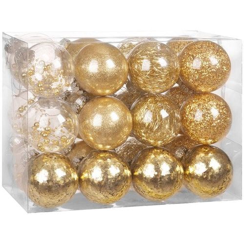 4251779110957 - Weihnachtskugeln transparent mit Füllung Christbaumschmuck Christbaumkugeln Weihnachtsdeko Kugeln 6cm Gold - Casaria