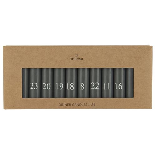 5709898318673 - Stabkerzen 1-24 mit Zahlen Höhe 11 Ø 22 cm dunkelgrau 5709898318673 - Stabkerzen 1-24 mit Zahlen Höhe 11 Ø 22 cm dunkelgrau