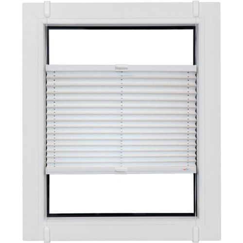 4001442999668 - Plissee Young Style Energy Saving weiß (weiß weiß) B50cm H75cm Obermaterial 100% Polyester Plissees nach Maß mit Energiespareffekt verspannt mit Simply-Fix Klemmträger