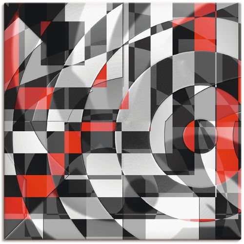 4057738480983 - Wandbild ARTLAND Schwarz weiß trifft rot Version 1 Bilder Gr B H 40 cm x 40 cm Leinwandbild Muster quadratisch 1 St schwarz Bild Metallbild Metallbilder Bilder als Alubild Leinwandbild Wandaufkleber oder Poster in versch Größen