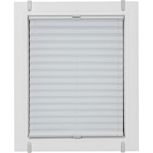 4001442891504 - Plissee One Size Style Crush Plissees Gr 190 cm zweiseitig verschiebbar 65 cm weiß (weiß grau grau) Plissees ohne Bohren Zubehörfarbe zum Klemmen