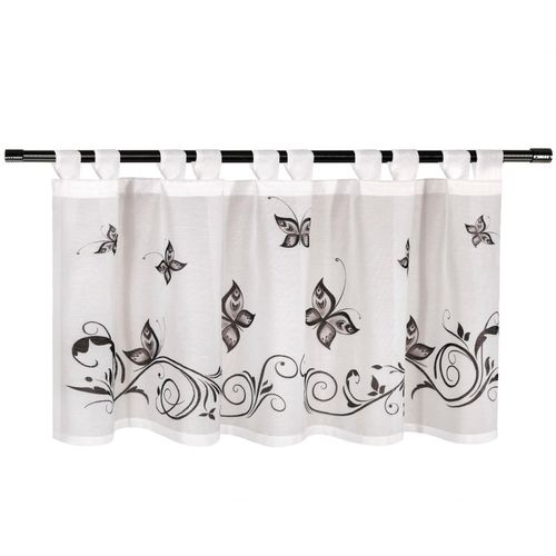 4007863606338 - Scheibengardine Dana Gr 1 schwarz B140cm H50cm Polyester Gardinen HxB 50x140 mit modernem Druckdesign