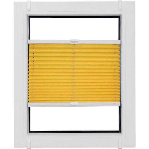 4001442998166 - Plissee Young Style Energy Saving gelb (mais weiß weiß) B40cm H100cm Obermaterial 100% Polyester Plissees nach Maß mit Energiespareffekt verspannt mit Simply-Fix Klemmträger
