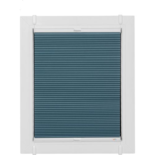 4001442921546 - Wabenplissee One Size Style Honeycomb VD Plissees Gr 160 cm zweiseitig verschiebbar 100 cm blau (blau weiß weiß) Plissees ohne Bohren Zubehörfarbe zum Klemmen