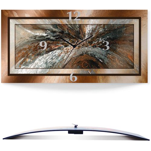 4059745812139 - Wanduhr ARTLAND Gold Abstrakt 1 braun Wanduhren B H T 50cm x 25cm x 03cm Funkuhr 3D Optik gebogen mit Quarz- oder Funkuhrwerk versch Größen B50cm H25cm T03cm