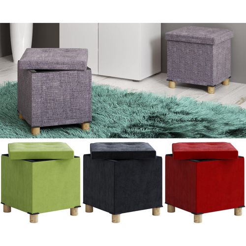 4051814411649 - Stoff Sitztruhe Maße ca H 40 x B 38 x T 38 cm Kiste für flexiblen Einsatz in allen Wohnräumen Aufbewahrungsbox Sitzhocker - Sizos M