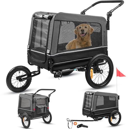 4054748019707 - VESKA® Hundeanhänger 3in1 Fahrradanhänger Hundebuggy Jogger für Hunde großer Laderaum 240 Liter Hundewagen mit Dual Federung faltbar in Anthrazit Schwarz 4054748019707 - VESKA® Hundeanhänger 3in1 Fahrradanhänger Hundebuggy Jogger für Hunde großer Laderaum 240 Liter Hundewagen mit Dual Federung faltbar in Anthrazit Schwarz