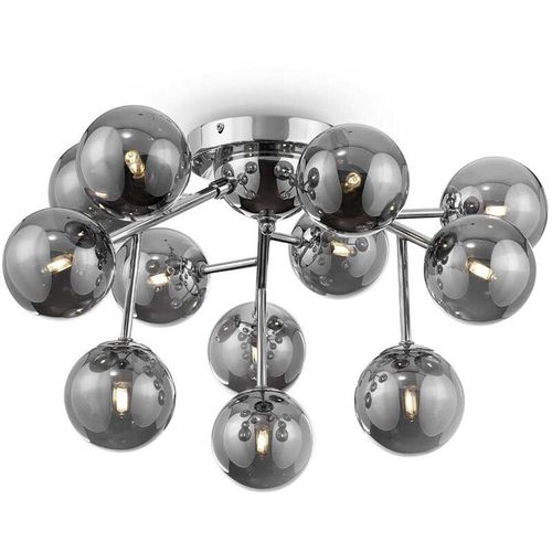 4262431052638 - Deckenleuchte Wohnzimmerlampe Deckenlampe Metall Glas Chrom Rauchig d 60 cm