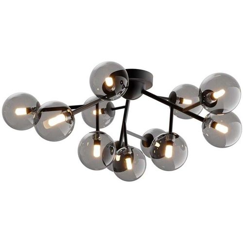 4262431052423 - - Deckenleuchte Deckenlampe Wohnzimmerlampe Metall Glas Schwarz 12 Flammig d 60 cm