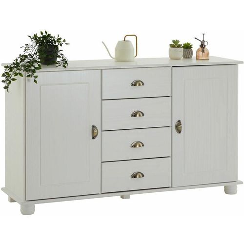 4016787083255 - - Sideboard colmar Kiefer massiv weiß mit 2 Türen und 4 Schubladen