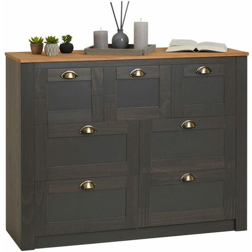 4016787801620 - - Sideboard bolton mit 7 Schubladen Kiefer in anthrazit braun